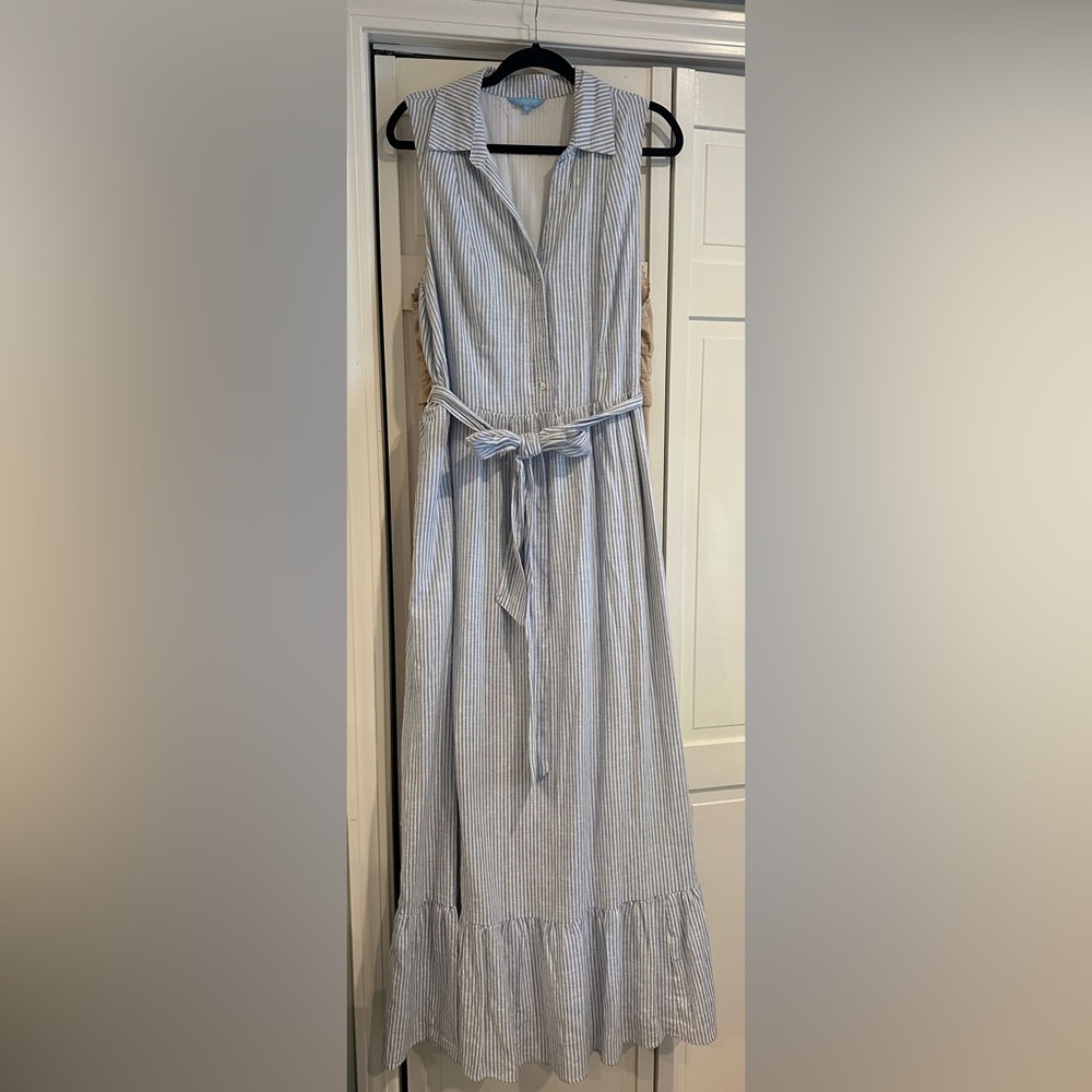 Draper James Blue and White Striped Maxi Dress